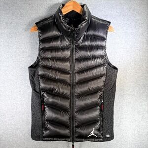 Jordan Hyperply Vest Mens Goose Down 700 Small Black Stretch Mock Neck Full Zip